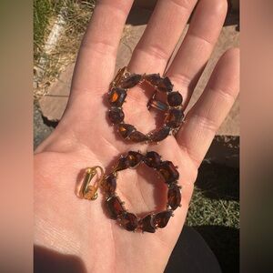 Paparazzi CLIP-ON Gold and Brown Earrings